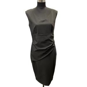 NEW NVSCO sleeveless ruched cotton stretch dress in black